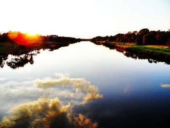 Sunset over lake