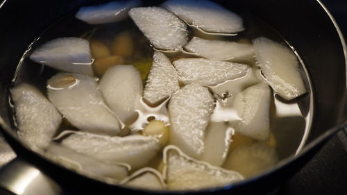 High angle view of food in bowl
