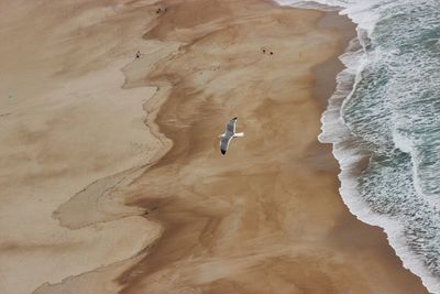 High angle view of rock formations at beach