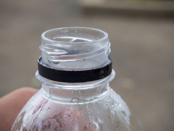 Close-up of drink in glass jar