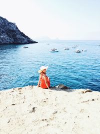 Scenic view of sea against clear sky