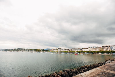 Annecy lake view to marina from annecy city. high quality photo