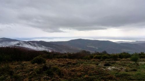 Scenic view of mountains against sky