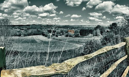 View of landscape against cloudy sky