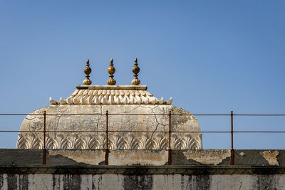 Isolated ancient fort dome with bright blue sky at morning