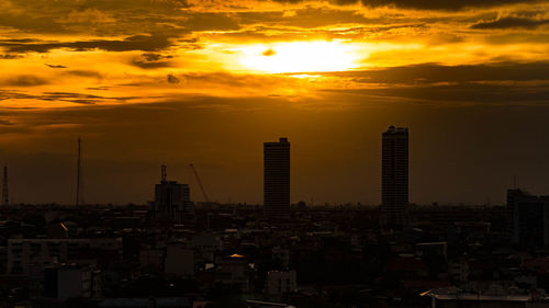 View of cityscape during sunset