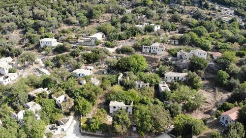 High angle view of buildings in city