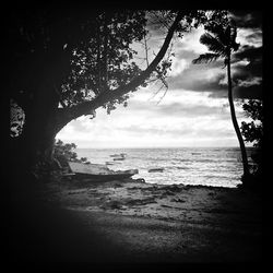 Scenic view of sea against cloudy sky