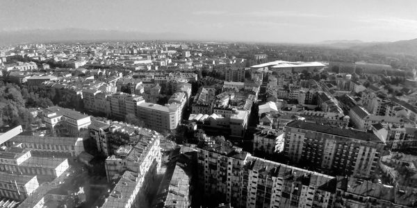 High angle view of townscape against sky