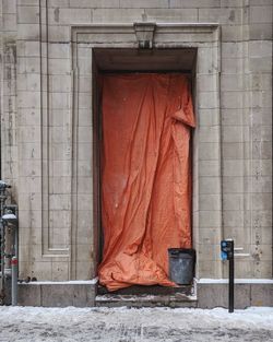 Closed door of building