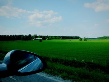 View of grassy field against sky