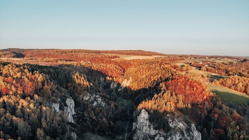 Scenic view of landscape against sky during autumn