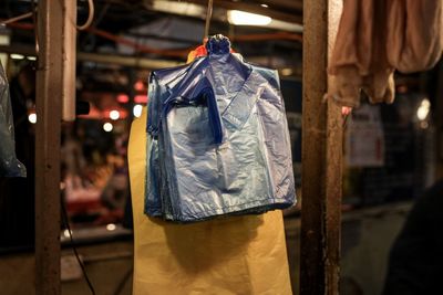 Close-up of clothes drying outdoors