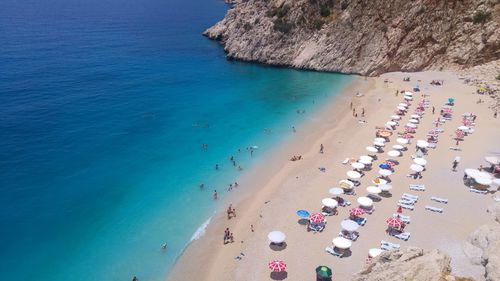 High angle view of people at kaputas beach on sunny day