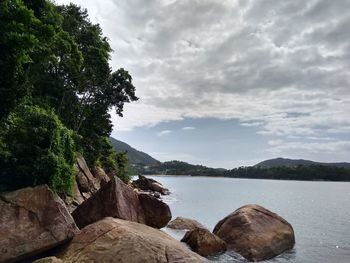 Scenic view of lake against sky