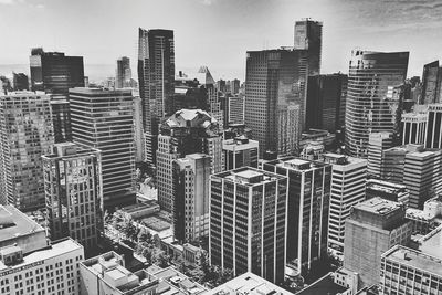 High angle view of cityscape against sky