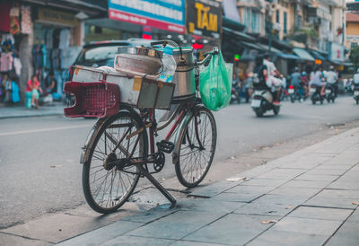 Bicycles on street in city