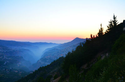 Scenic view of mountains against clear sky