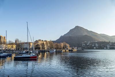 The long lake of lecco at sunset