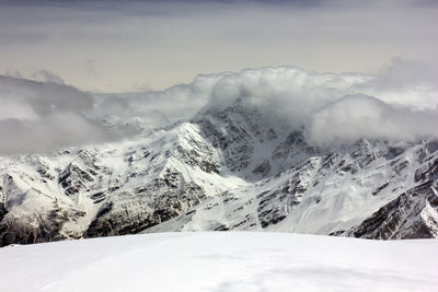 Scenic view of snow mountains against sky