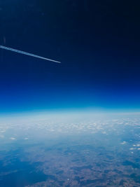 Aerial view of vapor trails in sky