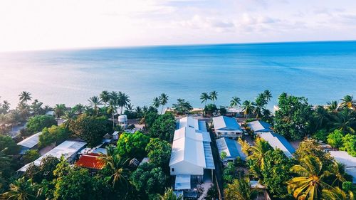 High angle view of sea against sky