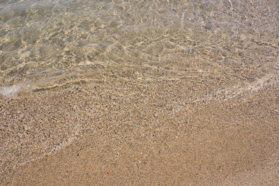 High angle view of sand on beach