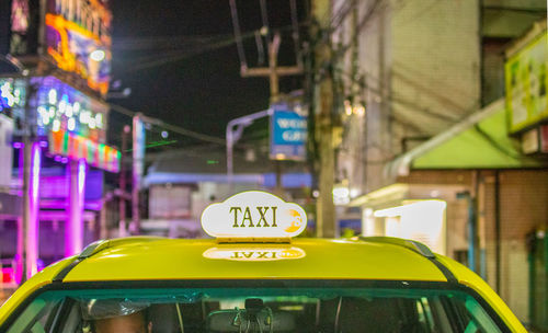 Sign of a taxi car in thailand southeast asia