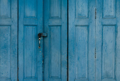 Full frame shot of closed blue door