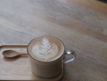 High angle view of coffee on table