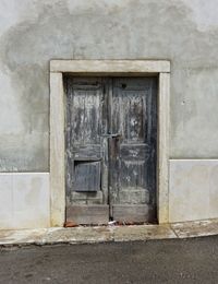 Closed door of old building