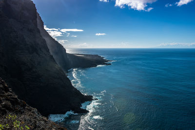 Landscape of beautiful rocky coast of tenerife. ocean view. high quality photo