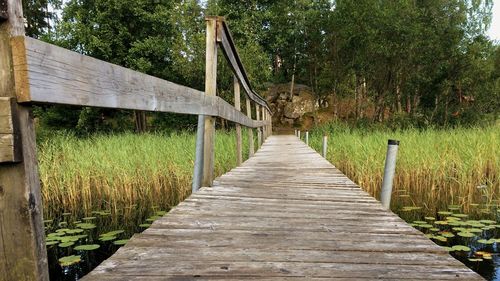 Narrow wooden footbridge