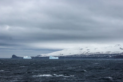 Scenic view of sea against sky during winter