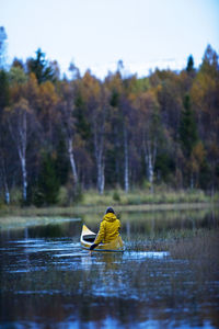 Close-up of tourist in canoe