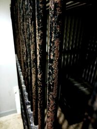 Close-up of rusty metal railing