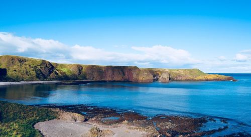 Scenic view of sea and rocks against sky