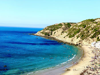 Scenic view of sea against clear sky