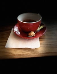 Close-up of coffee on table