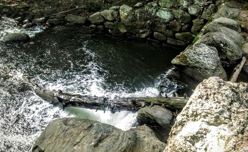 High angle view of waterfall