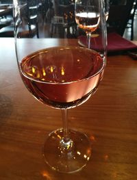 Close-up of beer in glass on table