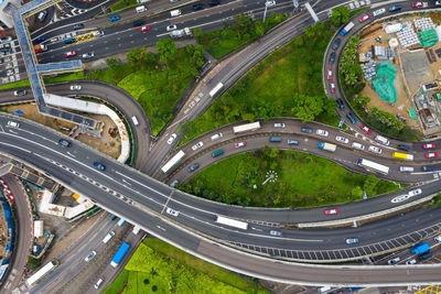 Aerial view of elevated roads