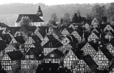 View of half-timbered  buildings in freudenberg