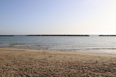 Scenic view of sea against clear sky