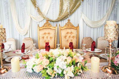 Christmas decorations on table