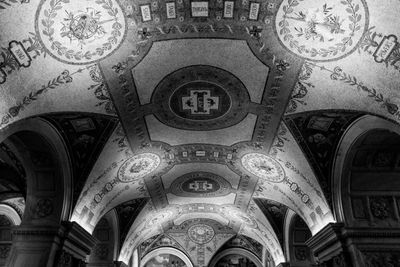 Low angle view of ornate ceiling in historic building