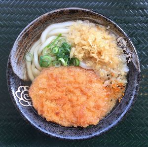 Directly above shot of food served in plate