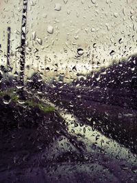 Close-up of water drops on glass