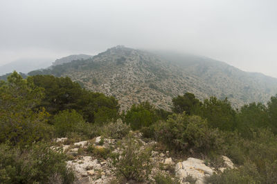 Scenic view of mountains against sky