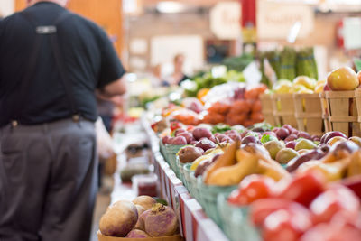 Fruits and vegetables in supermarket for sale